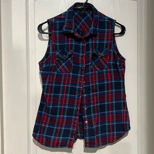 Wet seal blue & red plaid tank vest. Punk plaid vest top
